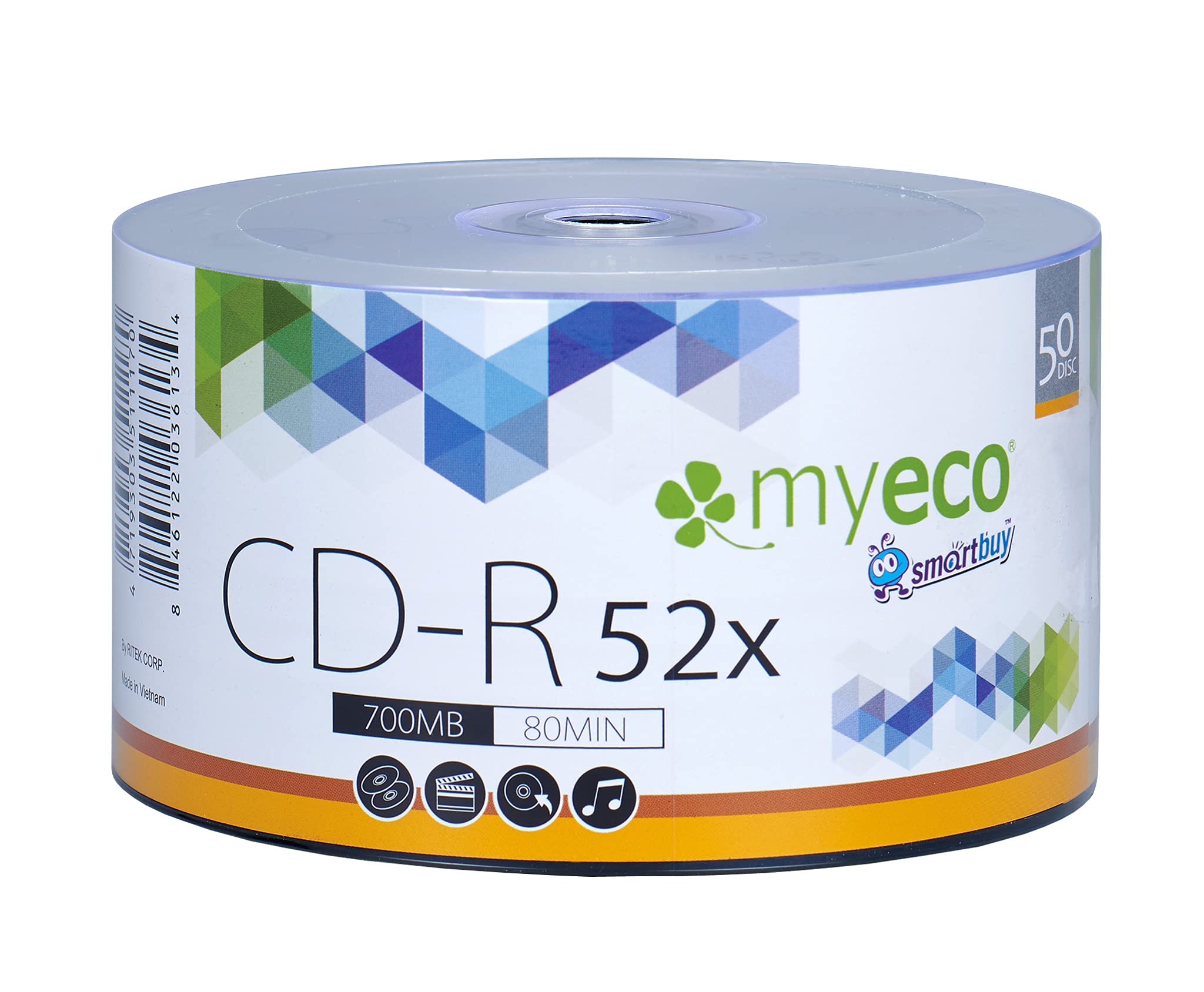 Amazon.com: 100 Pack MyEco CD-R CDR 52X 700MB 80Min Economy